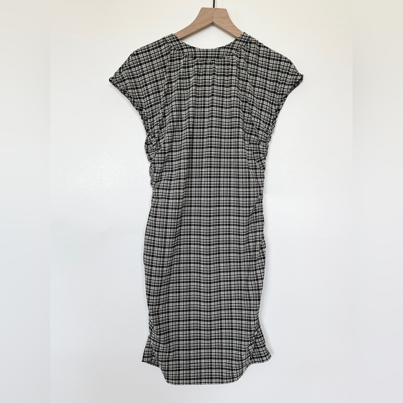 Ganni Ruched Seersucker Mini Dress In Plaid Print SZ 38/6 212 - Picture 4 of 11
